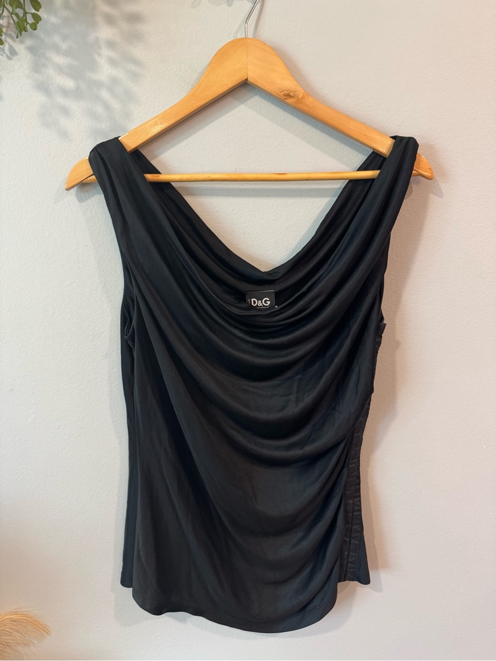 Dolce & Gabbana Black Draped Cowl-Neck  Sz 32/46 Camisole